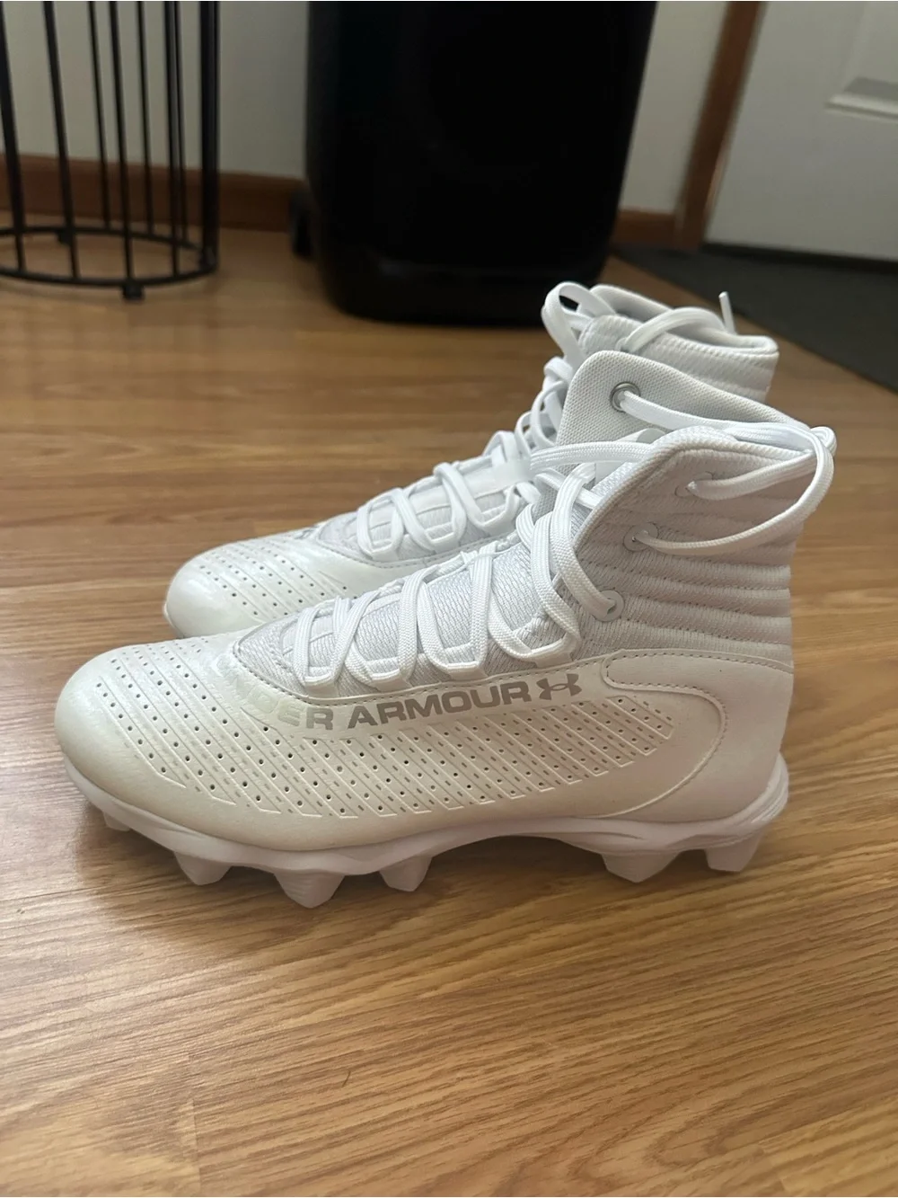 Under Armour Kids White High-Top Cleats